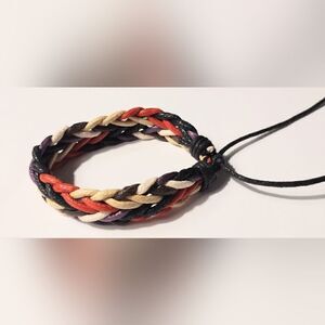 Men's bracelet‎ leather braided black new d69